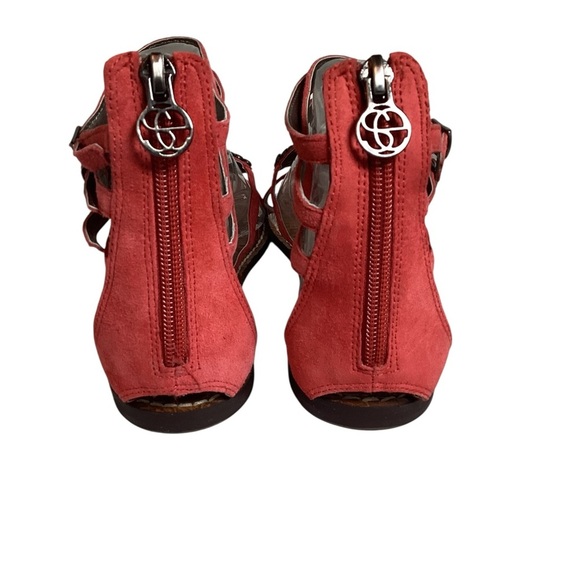 Sam Edelman Coral Colored Beaded Sandals, Size 7.5 - Picture 3 of 7